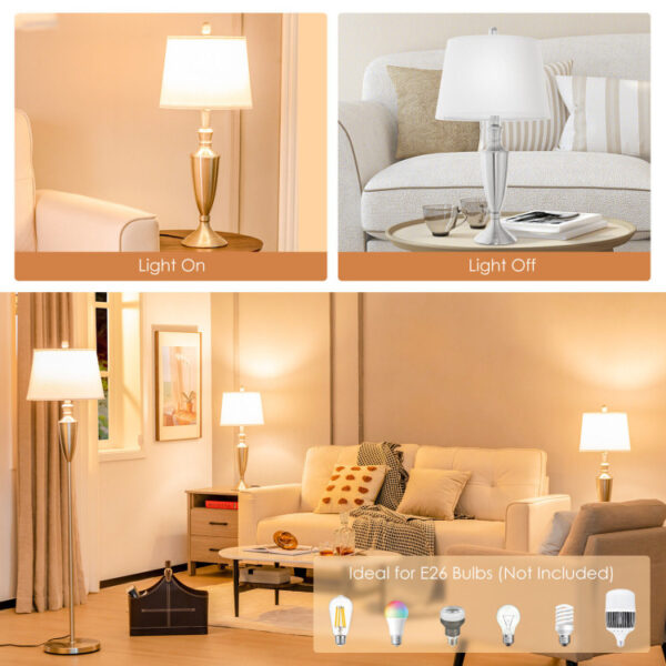 3 Piece Lamp with Set Modern Floor Lamp and 2 Table Lamps - Image 3