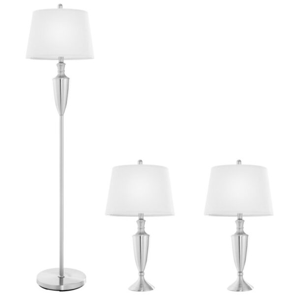 3 Piece Lamp with Set Modern Floor Lamp and 2 Table Lamps - Image 4