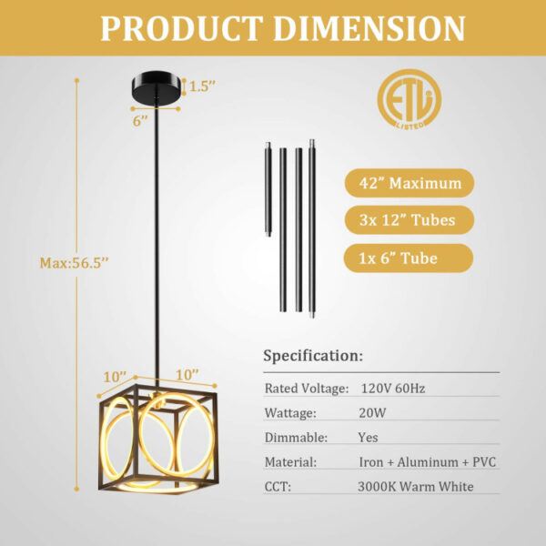 Modern LED Pendant Light with 42 Inches Adjustable Suspender - Image 10