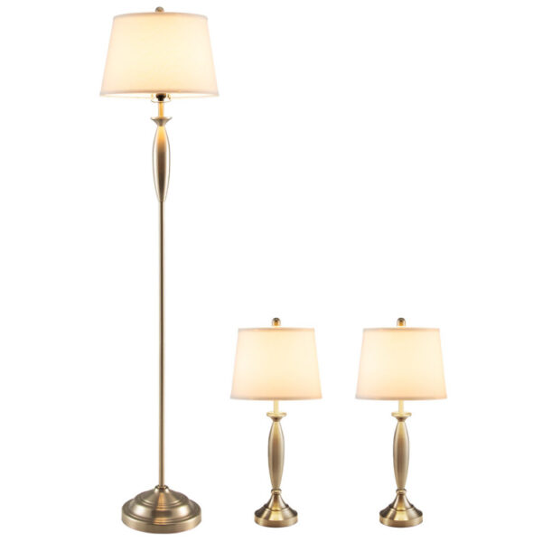 3-Piece Modern Nickel Finish Lamp Set - Image 4