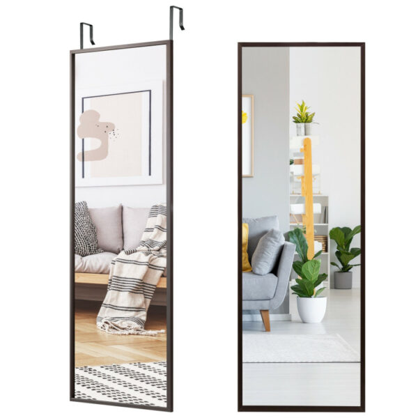 42.5 x 14 Inch Full Length Metal Door Mirror with Adjustable Hook - Image 7