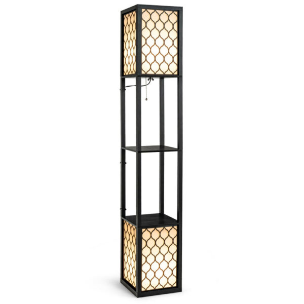 Modern Shelf Freestanding Floor Lamp with Double Lamp Pull Chain and Foot Switch - Image 10