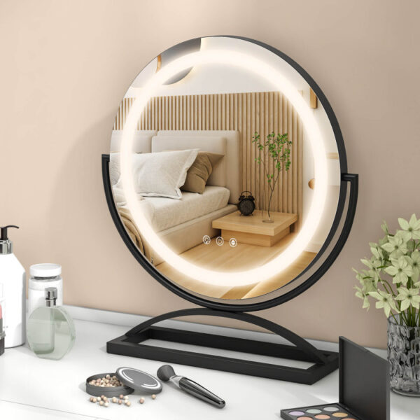 16 Inch Round Makeup Vanity Mirror with 3 Color Dimmable LED Lighting - Image 10