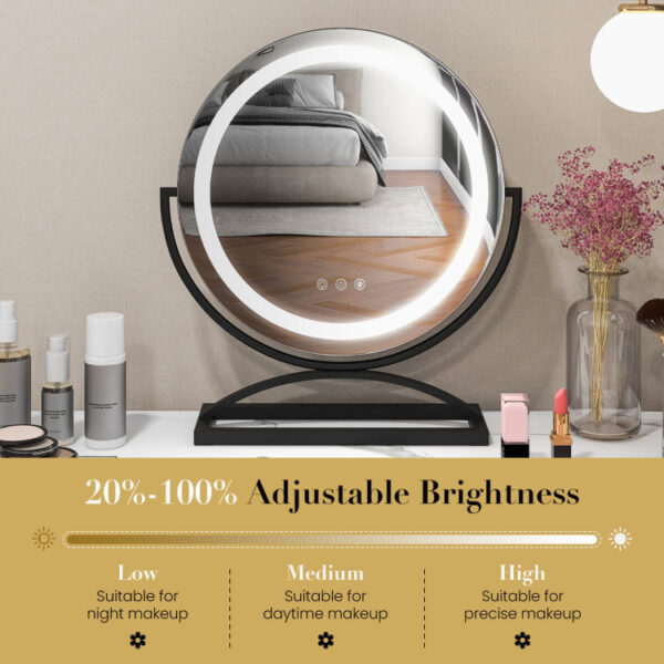 16 Inch Round Makeup Vanity Mirror with 3 Color Dimmable LED Lighting - Image 6