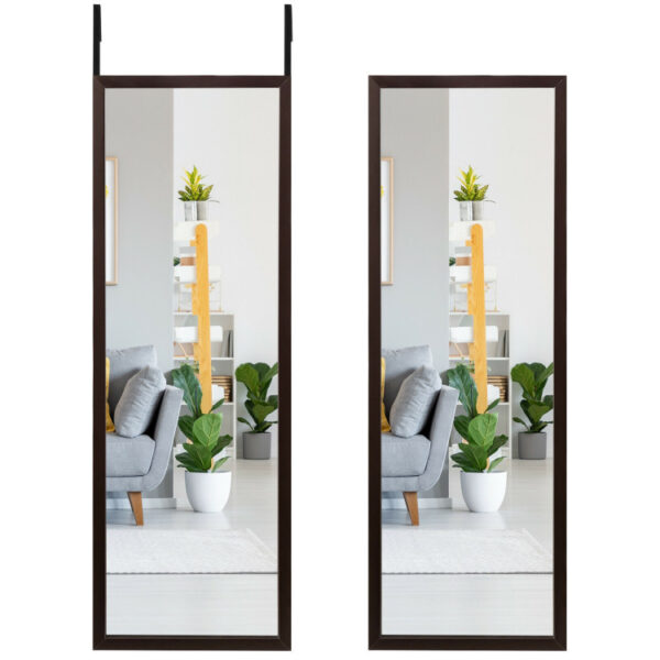 42.5 x 14 Inch Full Length Metal Door Mirror with Adjustable Hook