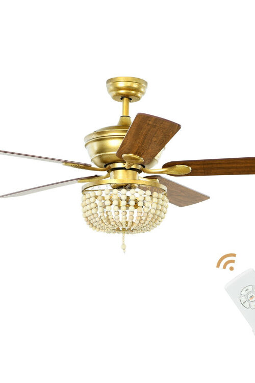 52 Inch Retro Ceiling Fan Light with Reversible Blades Remote Control