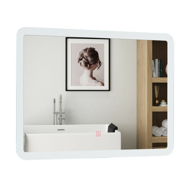 LED Wall-mounted Bathroom Rounded Arc Corner Mirror with Touch - Image 10