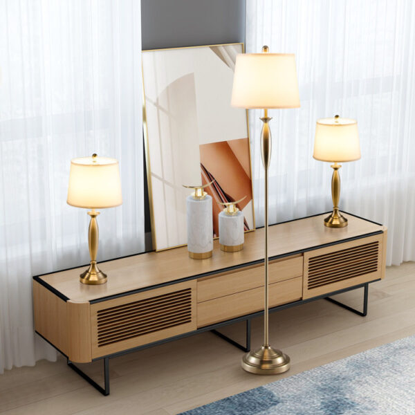 3-Piece Modern Nickel Finish Lamp Set - Image 6