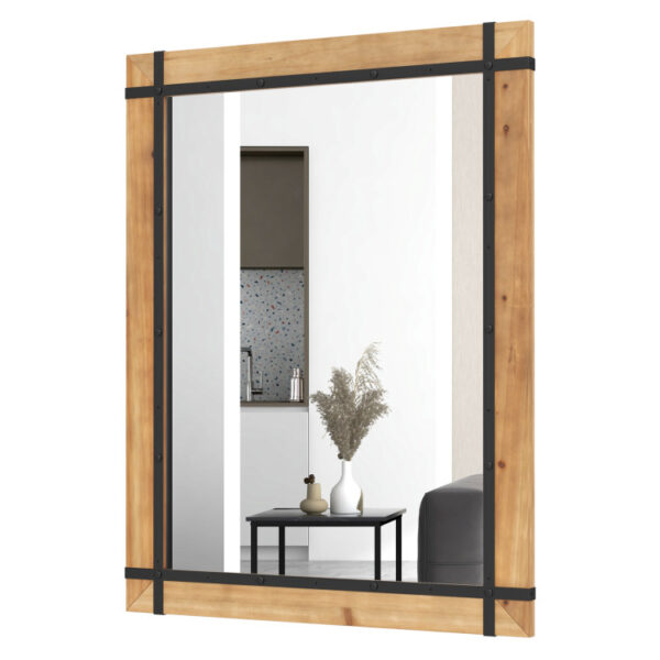 30 x 40 Inch Wall Mounted Mirror with Fir Wood Frame - Image 7