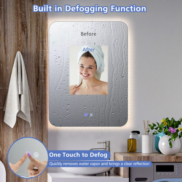 32 x 24 Inch Shatterproof Wall Mirror with 3-Color Lights and  Anti-Fog Function - Image 10