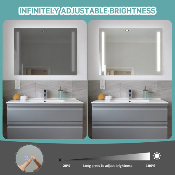 32 x 24 Inch Quadrate Wall Mirror with 3-Color Lights and  Anti-Fog Function - Image 5