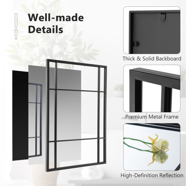 40 x 28 Inch Wall Mounted Mirror Metal Framed Hanging Mirror for Living Room Bedroom - Image 2