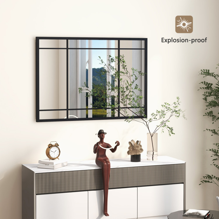 40 x 28 Inch Wall Mounted Mirror Metal Framed Hanging Mirror for Living Room Bedroom - Image 9