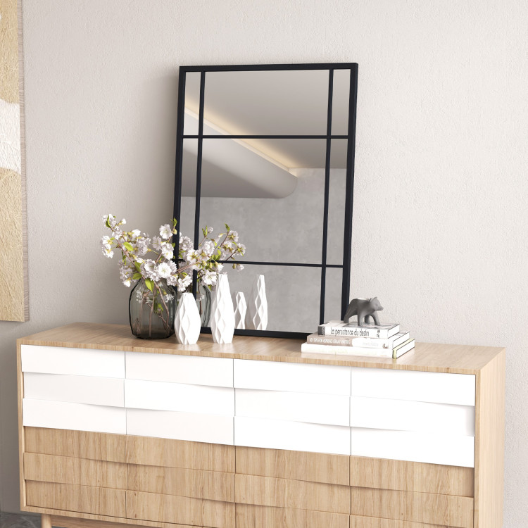 40 x 28 Inch Wall Mounted Mirror Metal Framed Hanging Mirror for Living Room Bedroom - Image 7