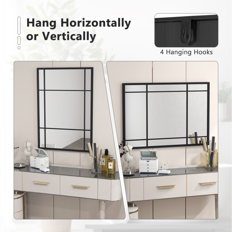 40 x 28 Inch Wall Mounted Mirror Metal Framed Hanging Mirror for Living Room Bedroom - Image 4