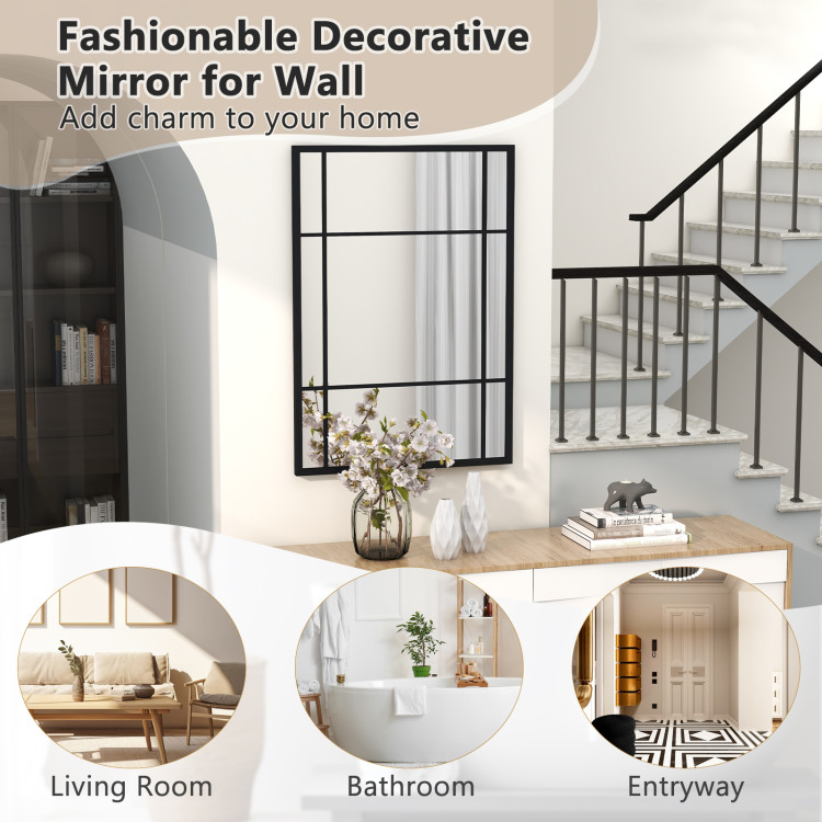 40 x 28 Inch Wall Mounted Mirror Metal Framed Hanging Mirror for Living Room Bedroom - Image 3