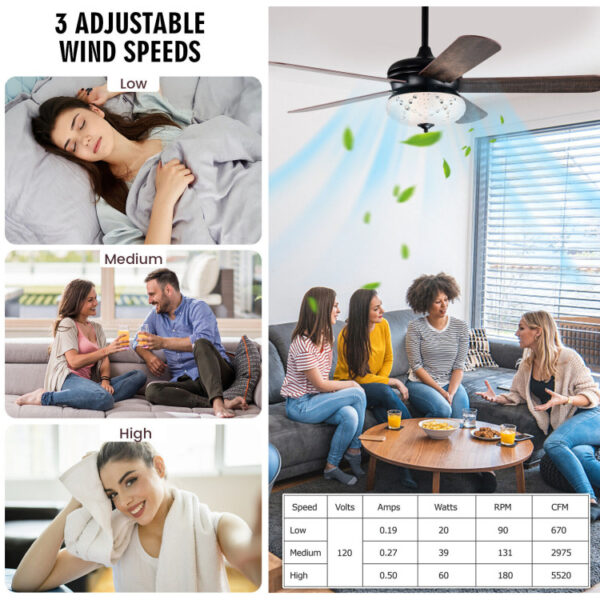 52 Inches Ceiling Fan with Remote Control - Image 3