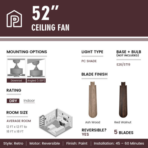 52 Inches Ceiling Fan with Remote Control - Image 7