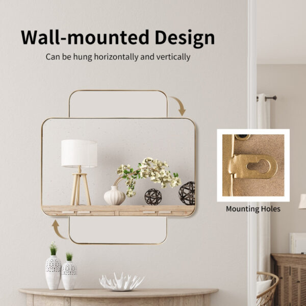 32 x 20 Inch Metal Frame Wall-Mounted Rectangle Mirror - Image 6