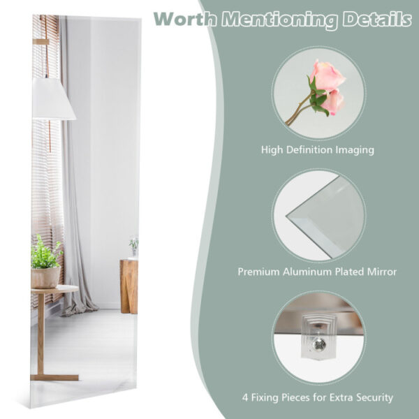 43 x 15 Inch Wall Mounted Frameless Full Length Mirror - Image 4