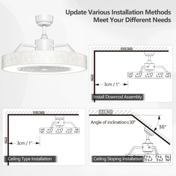 23 Inch Ceiling Fan with LED Light and Remote Control - Image 6