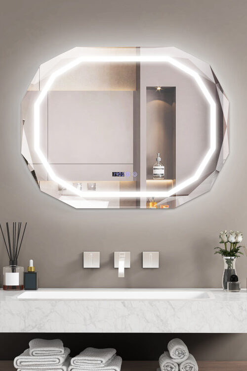 Anti-Fog Bathroom Mirror with 3 Color LED Light Memory Function