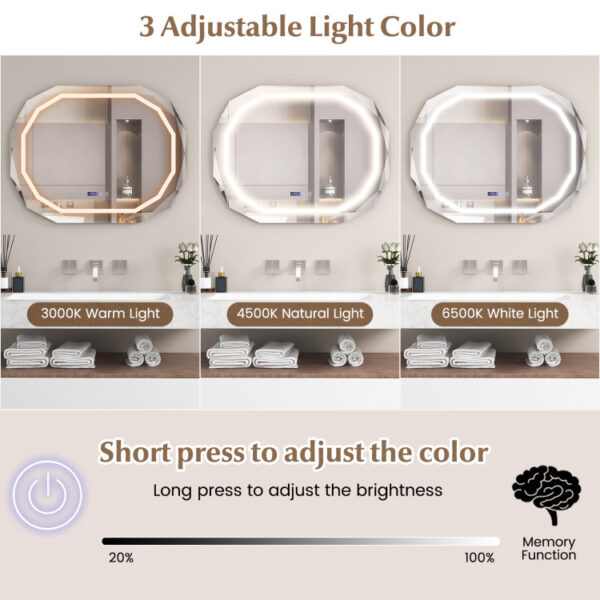 Anti-Fog Bathroom Mirror with 3 Color LED Light Memory Function - Image 7