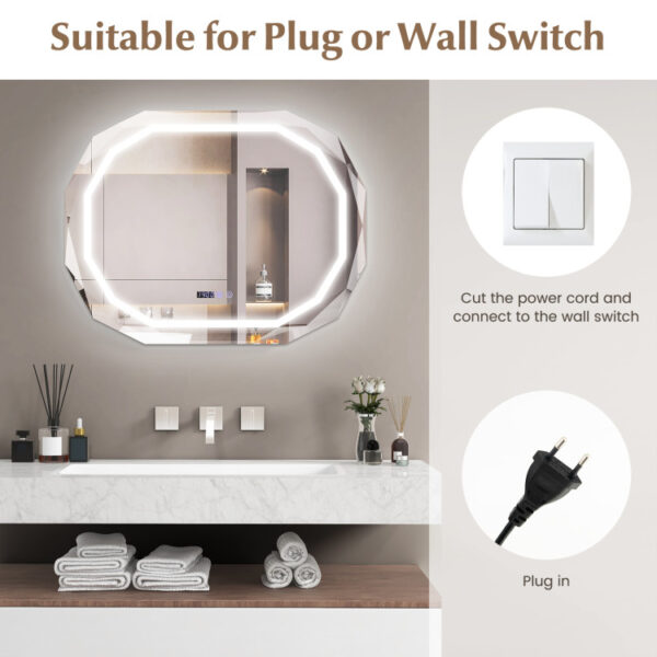 Anti-Fog Bathroom Mirror with 3 Color LED Light Memory Function - Image 6