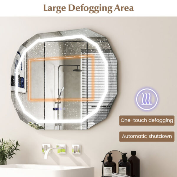 Anti-Fog Bathroom Mirror with 3 Color LED Light Memory Function - Image 5