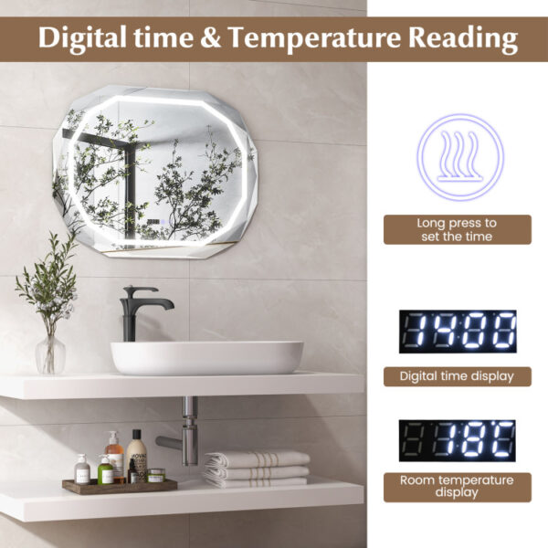 Anti-Fog Bathroom Mirror with 3 Color LED Light Memory Function - Image 4