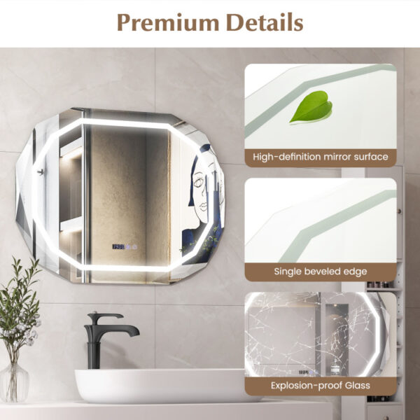 Anti-Fog Bathroom Mirror with 3 Color LED Light Memory Function - Image 3