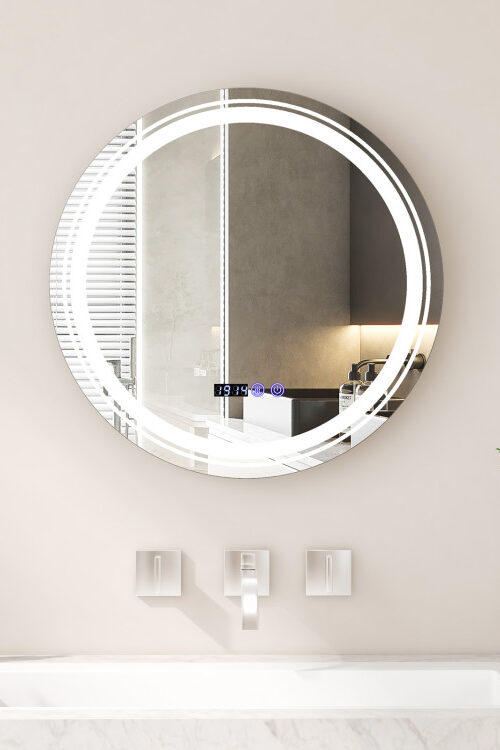 Anti-Fog Round Led Bathroom Mirror with 3 Color LED Lights