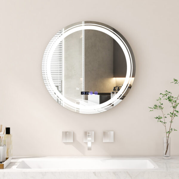 Anti-Fog Round Led Bathroom Mirror with 3 Color LED Lights