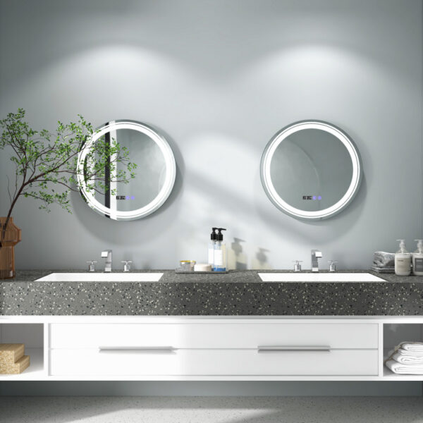 Anti-Fog Round Led Bathroom Mirror with 3 Color LED Lights - Image 8