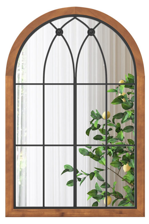 Arched Window Finished Mirror with Back Board