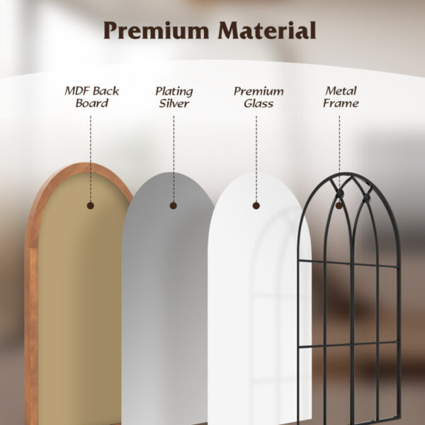 Arched Window Finished Mirror with Back Board - Image 5