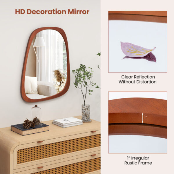 Asymmetrical Abstract Irregular Shaped Wall Mirror with Rustic Frame - Image 2