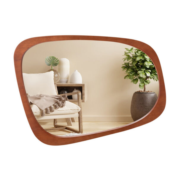 Asymmetrical Abstract Irregular Shaped Wall Mirror with Rustic Frame - Image 8