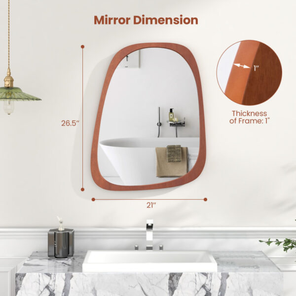 Asymmetrical Abstract Irregular Shaped Wall Mirror with Rustic Frame - Image 7