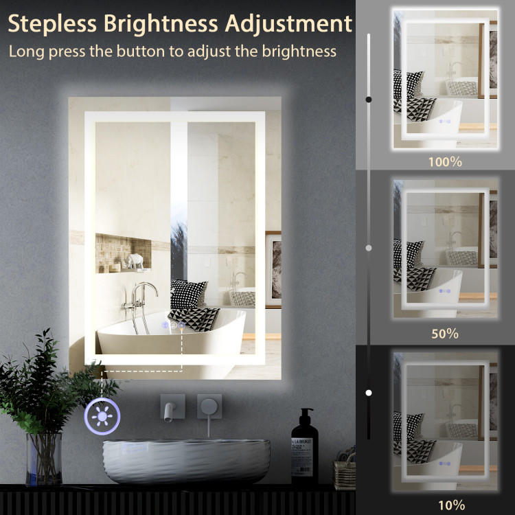 32 Inch x 24 Inch Bathroom Anti-Fog Wall Mirror with Colorful Light - Image 5