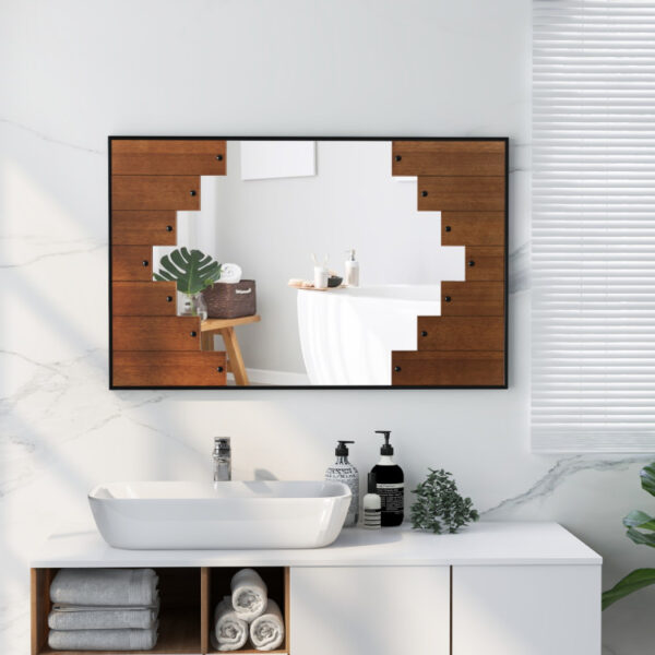 37.5 Inch x 26.5 Inch Decorative Rectangle Wall Mirror with Piano Key-Shaped Frame - Image 11