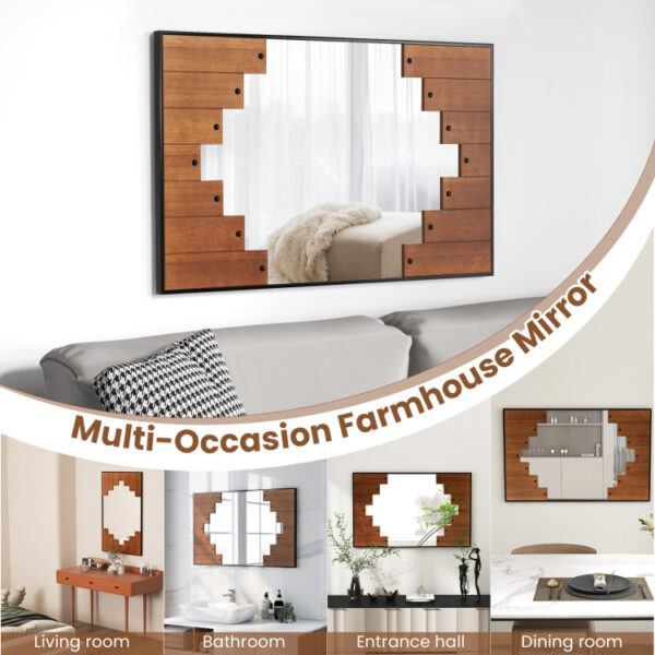 37.5 Inch x 26.5 Inch Decorative Rectangle Wall Mirror with Piano Key-Shaped Frame - Image 3