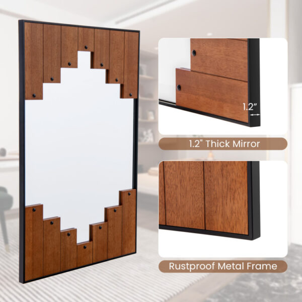 37.5 Inch x 26.5 Inch Decorative Rectangle Wall Mirror with Piano Key-Shaped Frame - Image 2