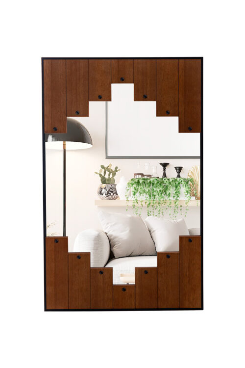 37.5 Inch x 26.5 Inch Decorative Rectangle Wall Mirror with Piano Key-Shaped Frame