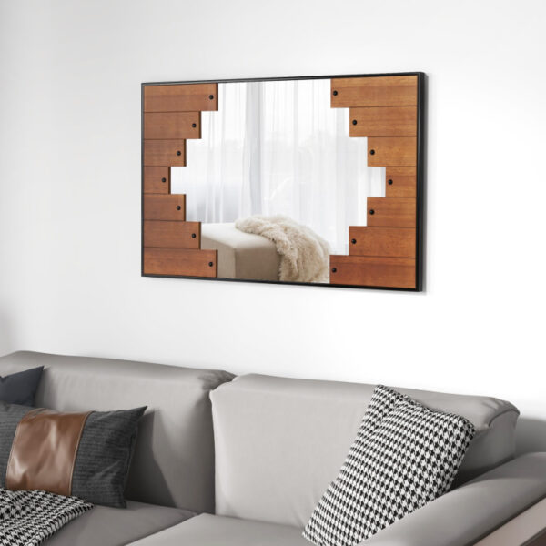 37.5 Inch x 26.5 Inch Decorative Rectangle Wall Mirror with Piano Key-Shaped Frame - Image 7