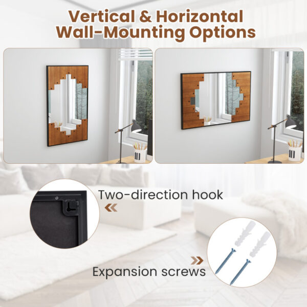 37.5 Inch x 26.5 Inch Decorative Rectangle Wall Mirror with Piano Key-Shaped Frame - Image 5