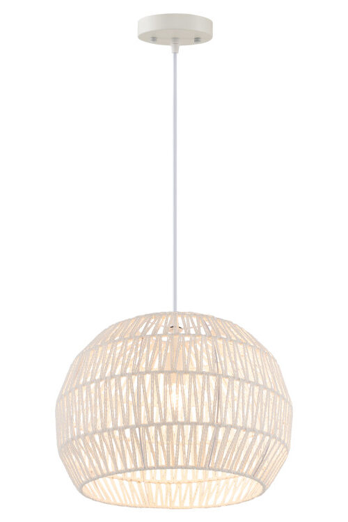 Round Farmhouse Rattan Pendant Lights with Adjustable Hanging Rope