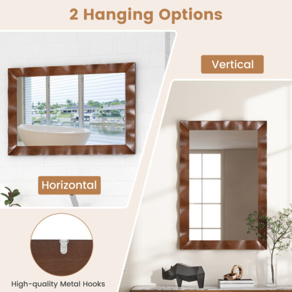 41.5 x 28 inches Farmhouse Wall Mirror with Solid Wood Frame - Image 4