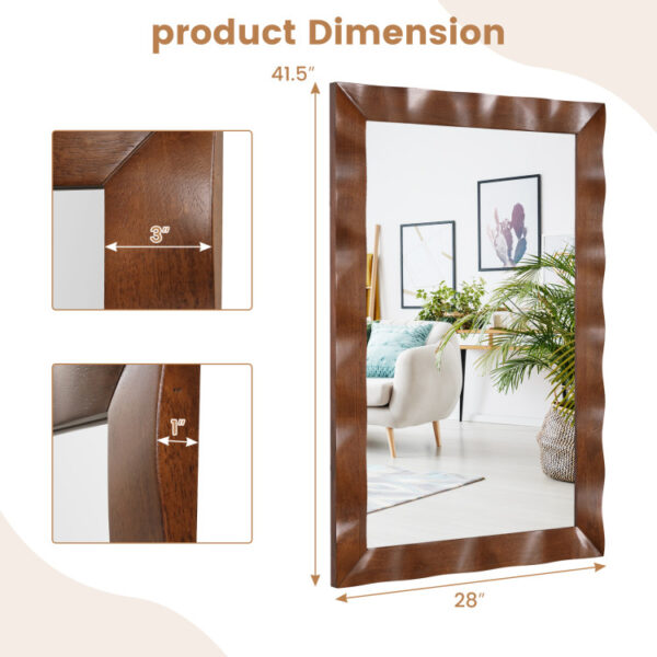 41.5 x 28 inches Farmhouse Wall Mirror with Solid Wood Frame - Image 7