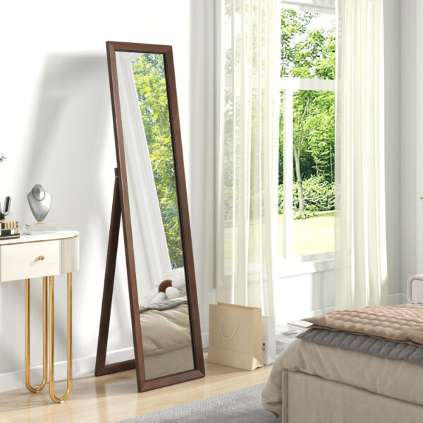 Full Length Mirror with Stand and Solid Wood Frame - Image 8